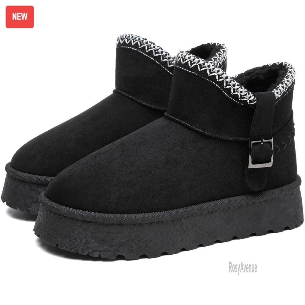 Waterproof Snow Boots Women Winter Warm Fur Lined Ankle Boots Non-Slip